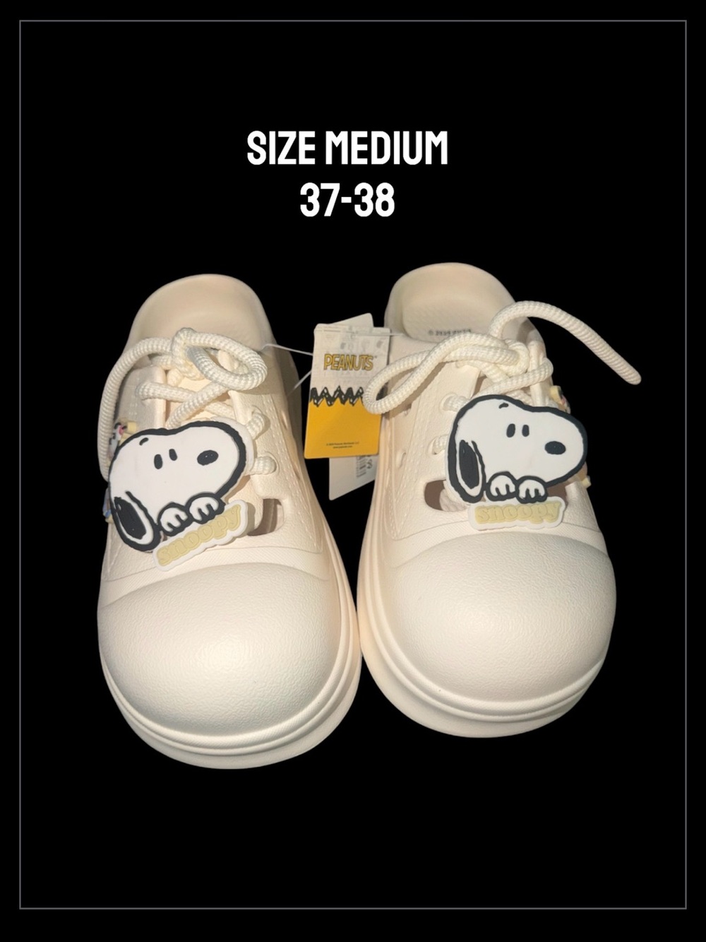 *new* Women’s Cream Snoopy Lace-Up Mules